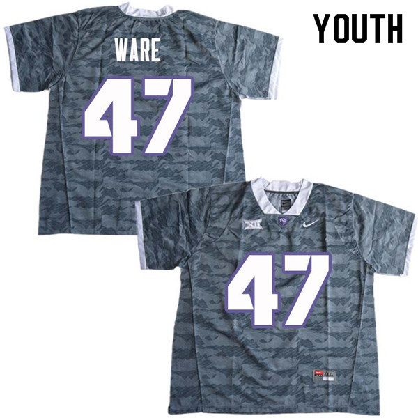 Youth #47 Carter Ware TCU Horned Frogs College Football Jerseys Sale-Gray